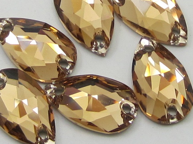 12pcs. PEAR 12x7mm LIGHT COLORADO TOPAZ SEW ON FLAT BACK European Rhinestones